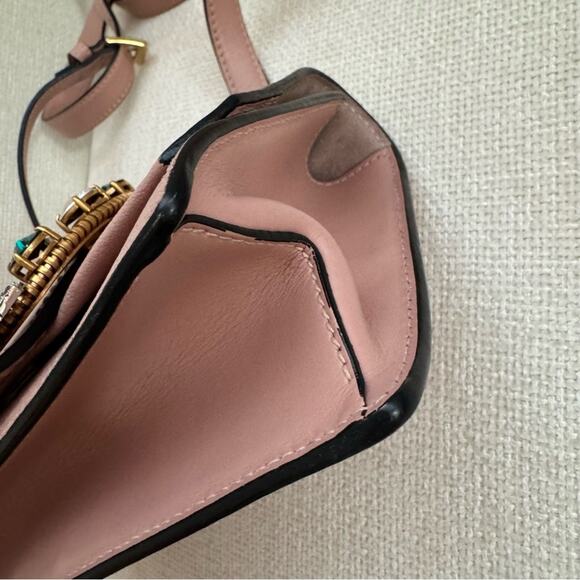 RARE Miu Miu Crystal Embellished Crossbody Bag Pink Leather with Multicolor - Picture 10 of 16